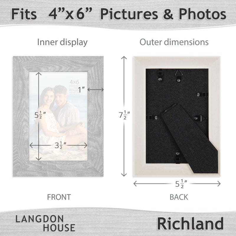 Langdon House 4x6 Picture Frames (Ash Gray, 6 Pack) Woodgrain Style, Richland Collection - Image 2